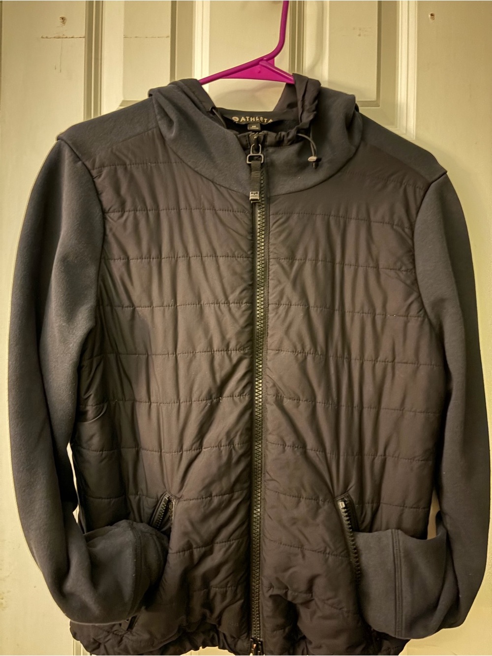 Athleta Women’s Black Quilted Hooded Puffer Jacket